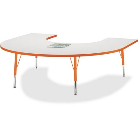 Jonti-Craft Berries Elementary Height Prism Edge Horseshoe Table - Laminated Horseshoe-shaped, Orange Top - Four Leg Base - 4 Legs - Adjustable Height - 15" to 24" Adjustment - 66" Table Top...