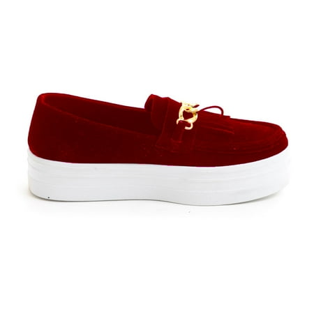 - Soho Shoes Women's Suede Fringe Moccasin Platform Sneakers