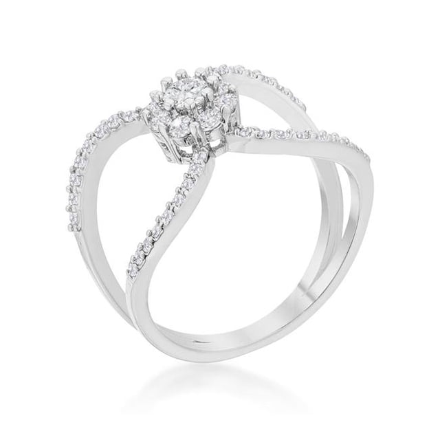 Joyce 0.4 CT Cubic Zirconia White Gold Rhodium Delicate Floral Wrap Ring - Size 6