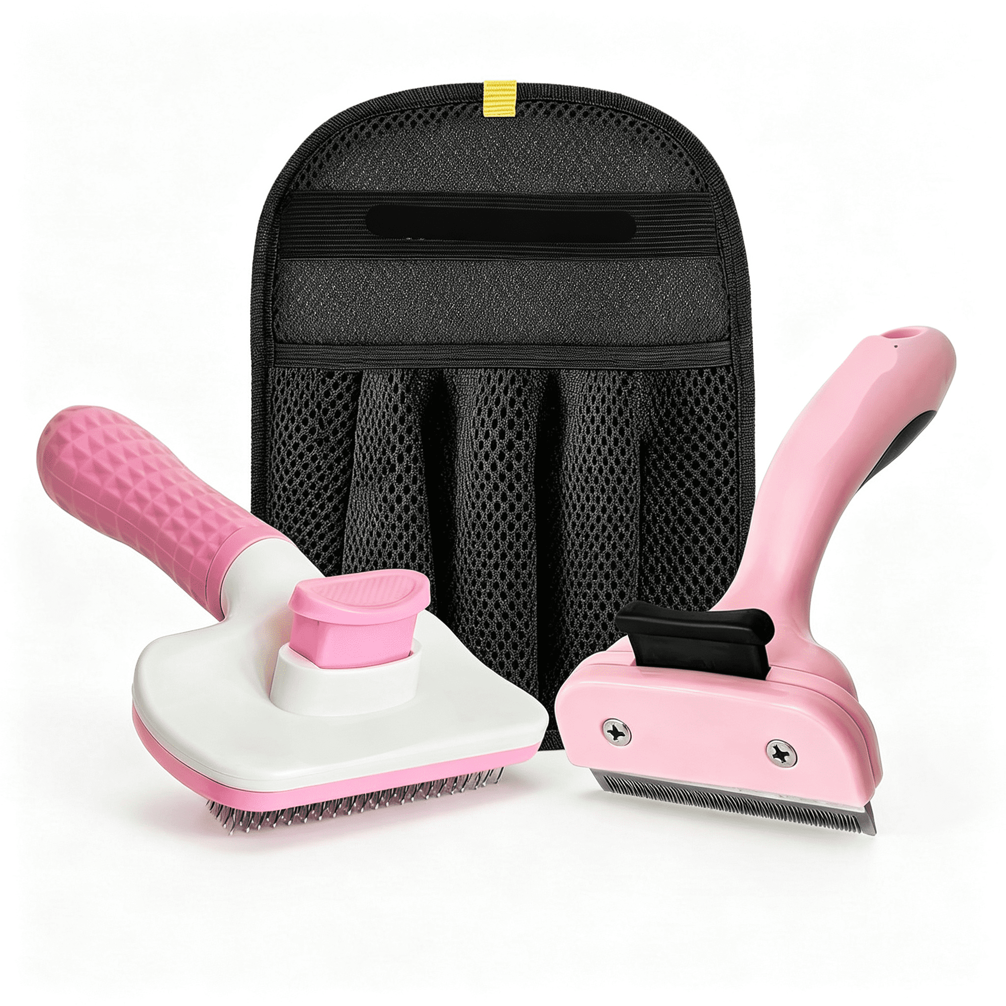ACDANC Pet Hair Removal Glove & Dog Brush for Shedding Bundle – Dog Hair Remover Cat Hair Remover Self-Cleaning Dog Grooming Brush & Dematting Comb for Dogs Cats & Rabbits (Pink)