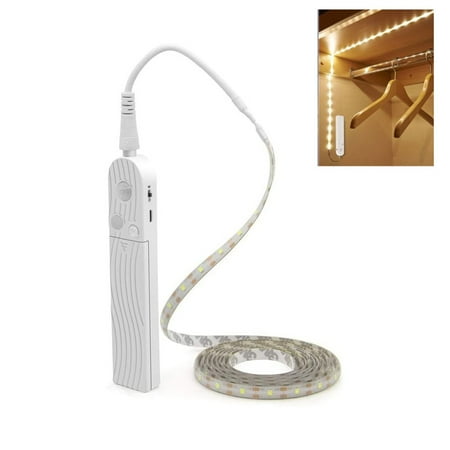 

Under Cabinet Light Strip Rechargeable 3.3FT LED Strip Light with Motion Sensor 2835 Warm White LED Light for Kitchen Counter Shelf TV
