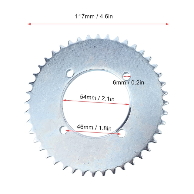 Sprocket par de T8F 44T 2.1in Sprocket de Cadena Trasera para 43cc 49cc Mini Pocket Scooter de bicicleta de tierra ATV