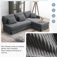 thumbnail image 4 of EUROCO 1300LBS 87" Modern L-shaped Sectional Sofa Couch, 4 Seat Corduroy Couch with Reversible Chaise and Pillows, Upholstered Convertible Sleeper Couch for Living Room, Apartment, Office, Gray, 4 of 11