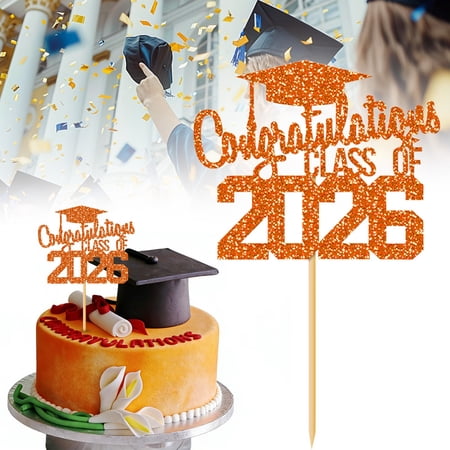 Luysn 1Pc Class Of 2026 Glitter Congratulations Cake Topper 5.9 Inch Congrats Grad Decorations for College Senior Graduation Celebration Party Decor And Suppliesglitter Congrats Grad Cap Cake Picks
