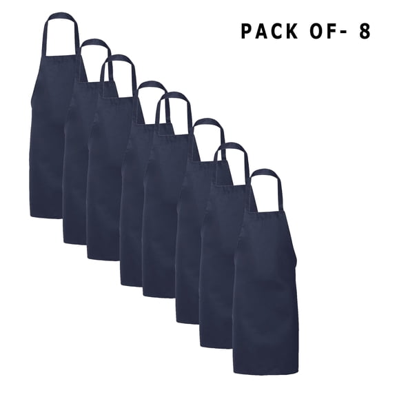 Q-Tees Butcher Apron - Adjustable Chef BBQ Aprons | 55/45 cotton/polyester | Bulk Apron | Navy | Pack of 8