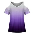 thumbnail image 4 of Fesfesfes Tshirts Women Tops Summer T-Shirt Cold Shoulder Sleeve Pullover Blouse Loose Comfy Tops V-Neck Printed Tops Women Short Sleeve Workout Tops 10(XL), 4 of 4