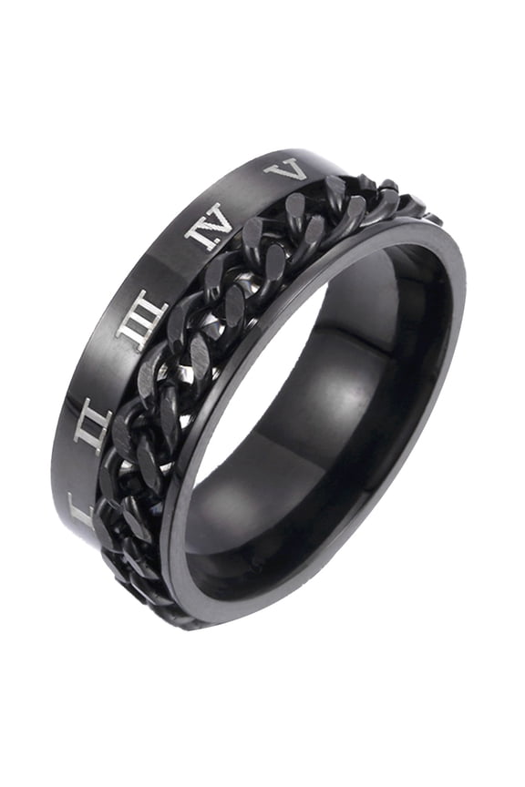 Unisex Fashion Titanium Steel Roman Numerals Twist Chain Ring Party Gift