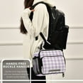 thumbnail image 6 of 6L Leakproof Lunch Tote with Thermal Lining Lunch Bag Picnic Cooler Bag Light Purple Plaid, 6 of 9