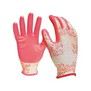 Digz 7503337 Womens Nitrile Gardening Gloves - Pink  Large