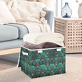 thumbnail image 3 of Yayeee Collapsible Cube Storage Bin with Lid Fabric Closet Decorative Basket with Handles, Green Art Abstract Pattern, 3 of 7