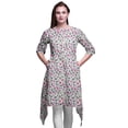 thumbnail image 1 of Bimba Kurti Asymétrique Blanche à Imprimé Floral de Bourgeons de Magnolia pour Femmes, Robe Tunique d'Été Indienne, XX-Grand, 1 of 6