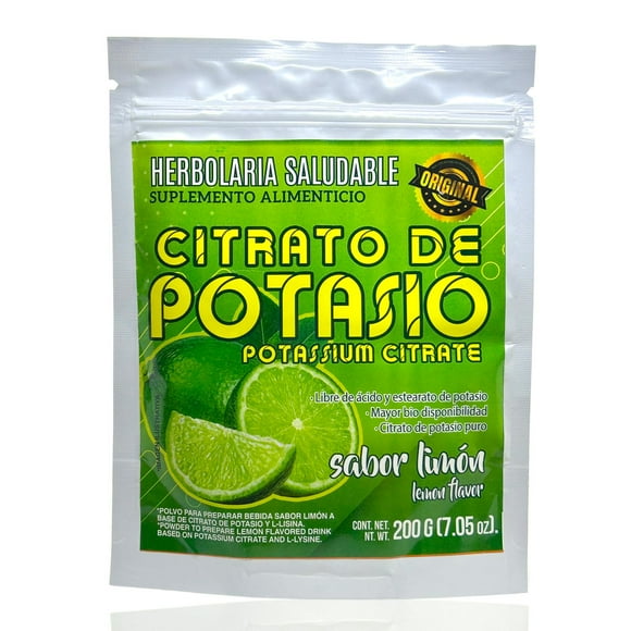 Citrato de Potasio Sabor Limón 200 g Herbolaria Saludable