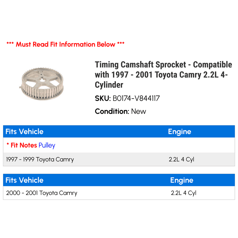 2001 Toyota Solara 99 Camry Timing Marks Timing Belt W/ Water Oil - Main Image