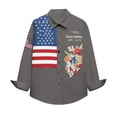 thumbnail image 3 of XIAONU Women's Flag Floral Embroidered Button Down Shirt Long Sleeve Collared Button Up Blouse Lightweight Patriotic Patriotic Shirts, 3 of 3