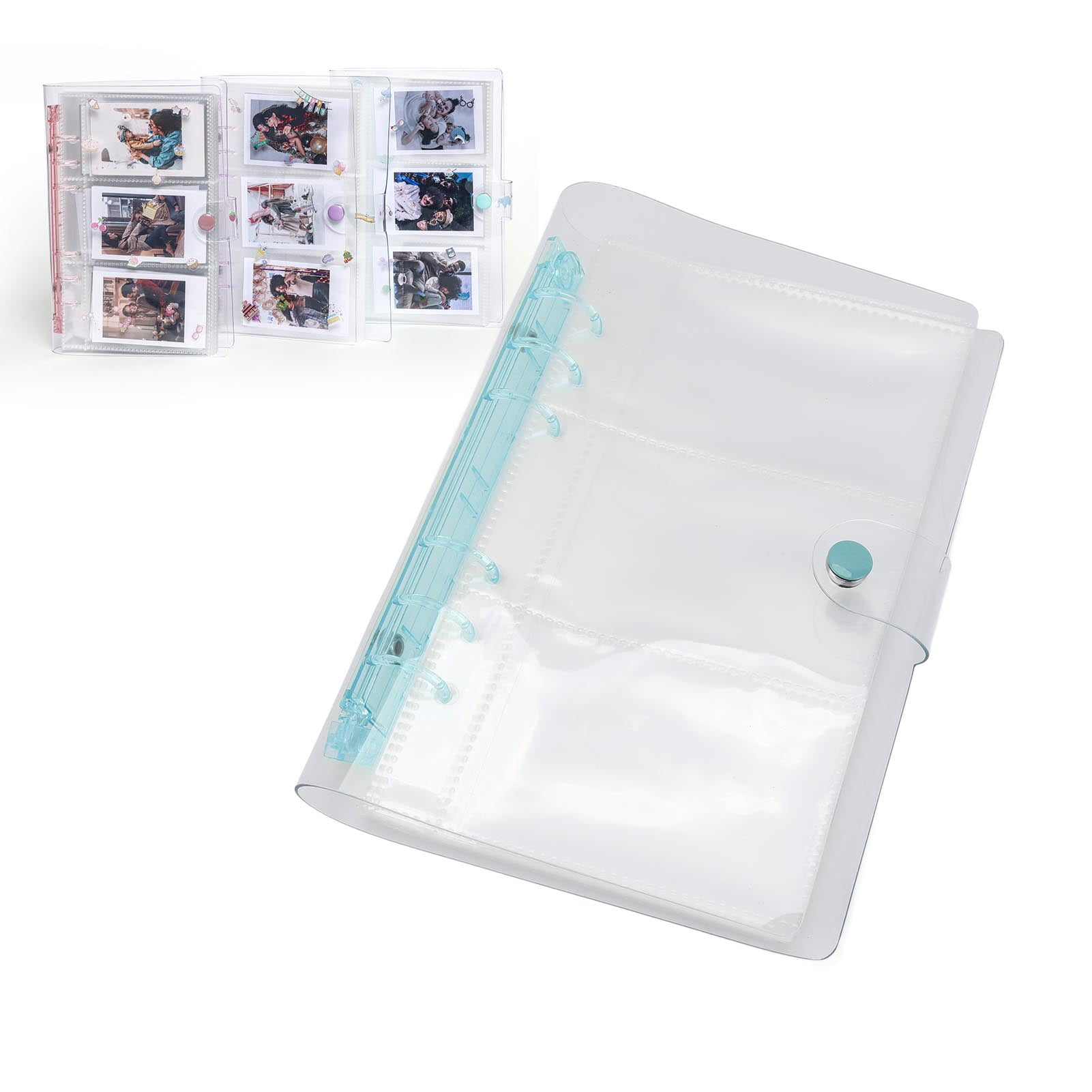 Classeur Photocard Kpop A5 – 40 Feuilles Protection + 2 Stickers Mignons (Lapin & Chiots)