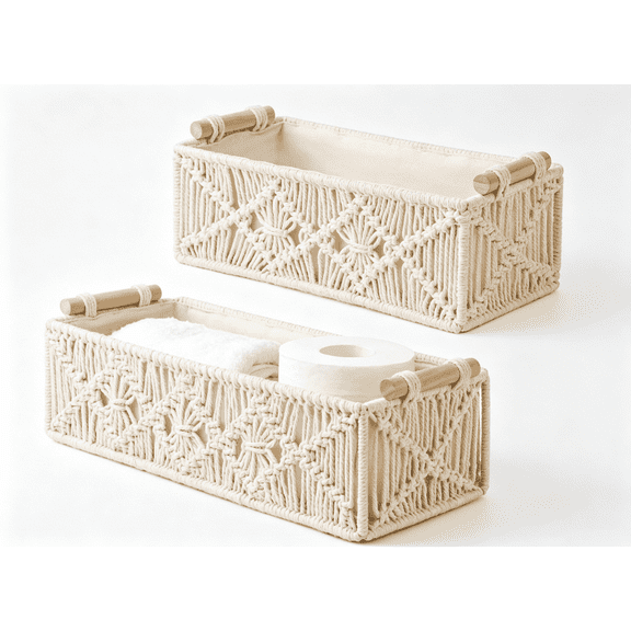 2-Pack Storage Baskets Fabric Collapsible Organizer Bins for Home Bedroom Closet Cabinet(White)