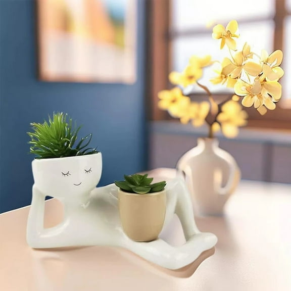 Lazy Guy Planter ResinLazy Little Character Flowerpot Planter Lying Down Resin G11027