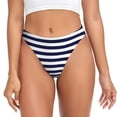 thumbnail image 1 of Balery Navy Blue And White Stripes Tangas de Algodón para Mujer con Estampado – Ropa Interior Sexy, Transpirable, G-string-4X-Large, 1 of 6