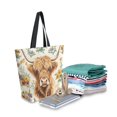 thumbnail image 2 of FORMRS Womens Canvas Tote Bag with Zipper Inner Pocket Shoulder Handbag, Floral Cow, 2 of 7