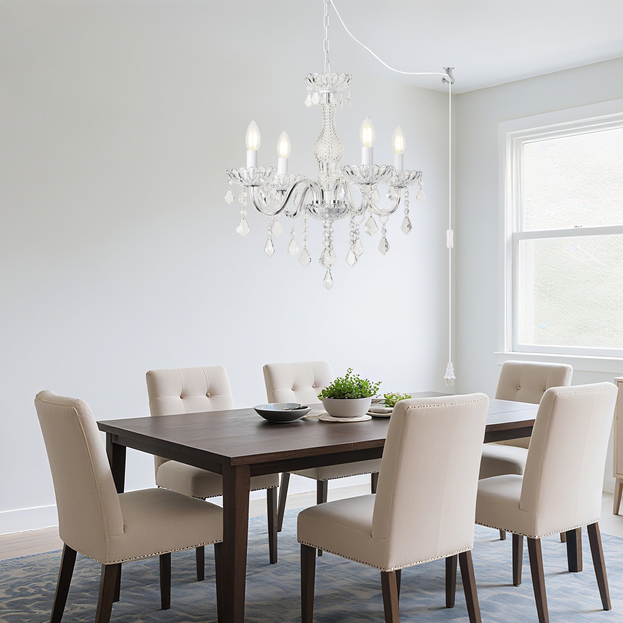 AOLALA 4-Light Art Deco Painting Corded Electric Crystal Chandeliers