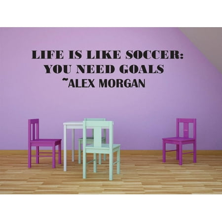 Life Is Like Soccer You Need Goals – Alex Morgan Life Motivation Quote Custom Wall Decal Vinyl Sticker 10 Inches X 20