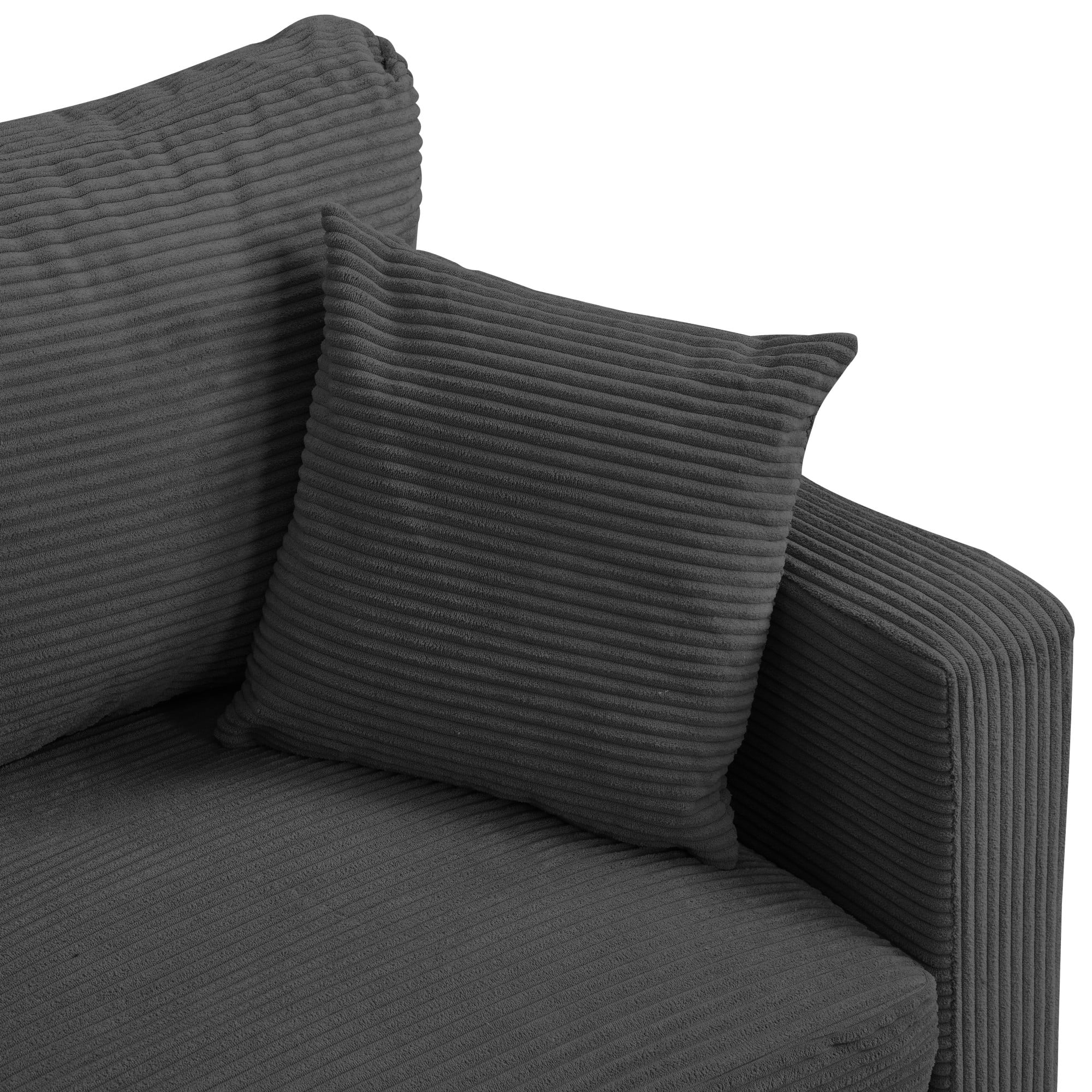 57" Loveseat Sofa Couch,Modern Upholstered Comfy Sofa with 2 Pillows for Living Room Bedroom Apartment Small Space,Dark Gray