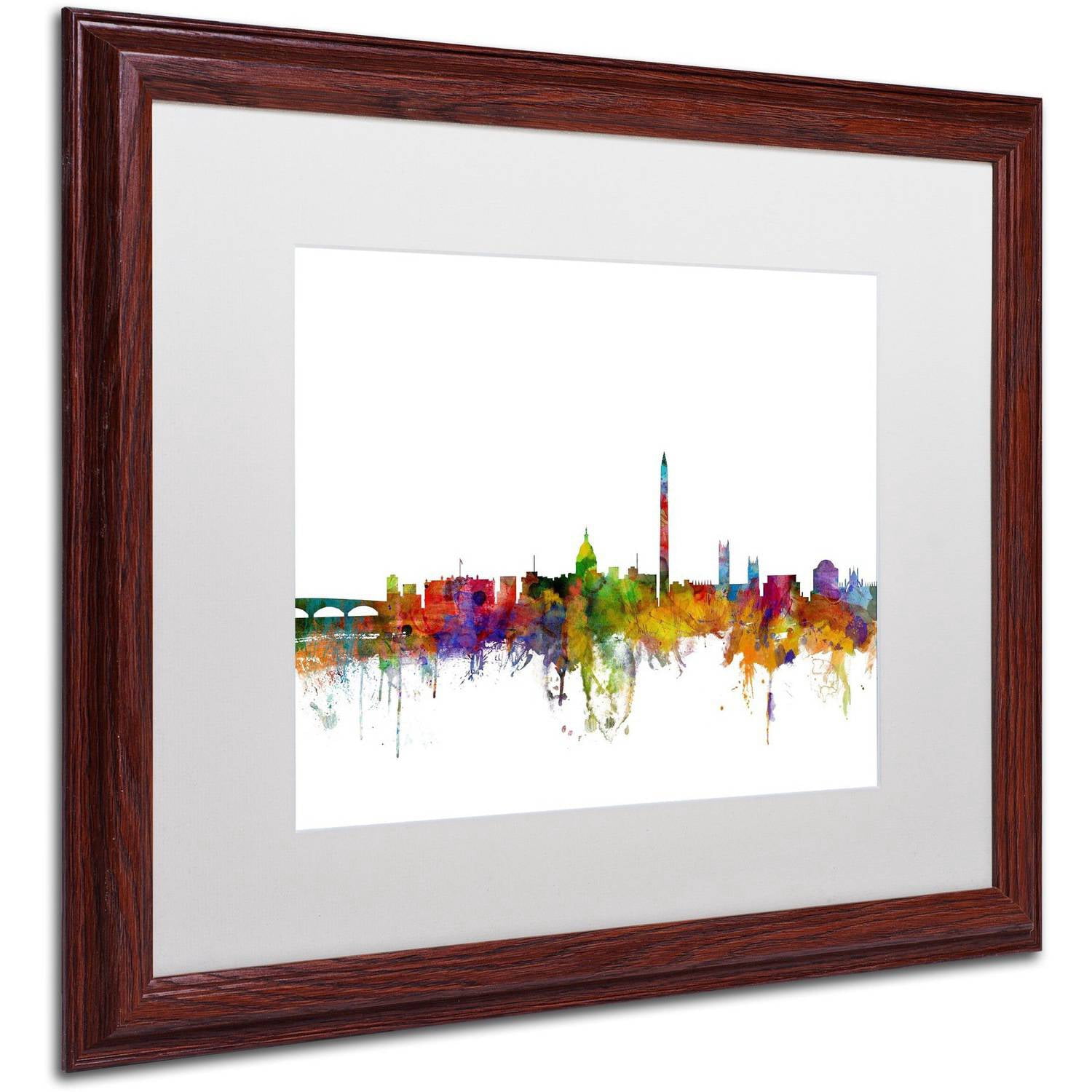 Trademark Fine Art 'Washington DC Skyline II' Canvas Art by Michael Tompsett, White Matte, Wood Frame