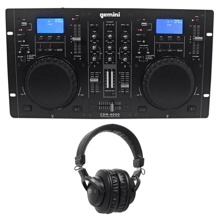 Gemini CDM-4000 2 Ch. DJ Mixer Media Player MP3/CD/USB+Audio Technica  Headphones