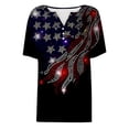 thumbnail image 3 of Tfken Independence Day Women Shirts 250Th Anniversary Short Sleeve V Neck Sequins Tops For America 4Th Of July Patriotic Female Comfortable T-Shirts Black, 3 of 3