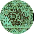 thumbnail image 1 of Ahgly Company Indoor Round Oriental Turquoise Blue Industrial Area Rugs, 5' Round, 1 of 4