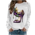 thumbnail image 2 of Xuyuer Women's Carnival Printed Long Sleeved Round Neck Mardi Gras Sweatshirt Carnival Outfits Women Carnival Sweatshirts Fat Tuesday Fashionable Pullover Tops, 2 of 6