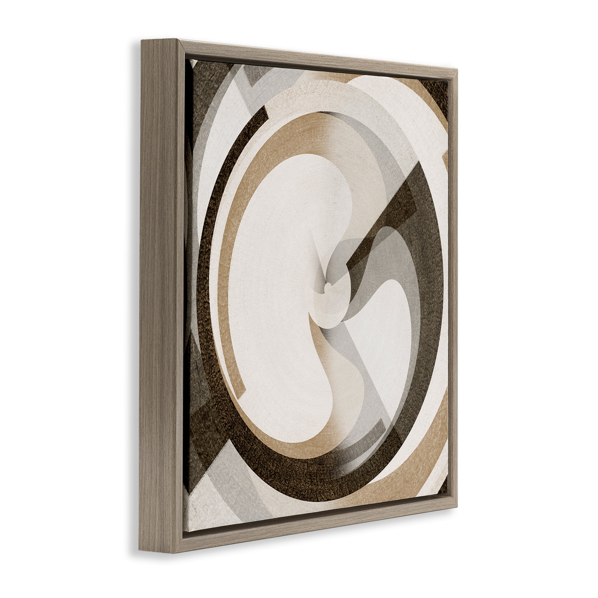 Stupell Industries Neutral Tones Vortex Abstract Painting Brown Floater Framed Canvas Art Print Wall Art, 25 x 25