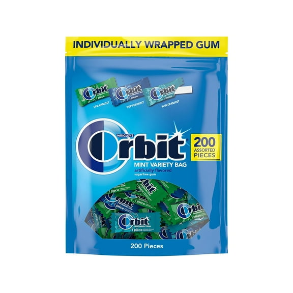 Orbit® Sugar-Free Chewing Gum, Spearmint/Peppermint/Wintermint, 200 Pieces/Pack
