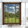 thumbnail image 2 of Scenery Shower Curtain Tree Forest Wild Scene Summer Nature Scenery Through Vintage Wooden Window View Shower Curtain Bathroom Home Decor with 12 Hooks 72x72 inches (A), 2 of 5