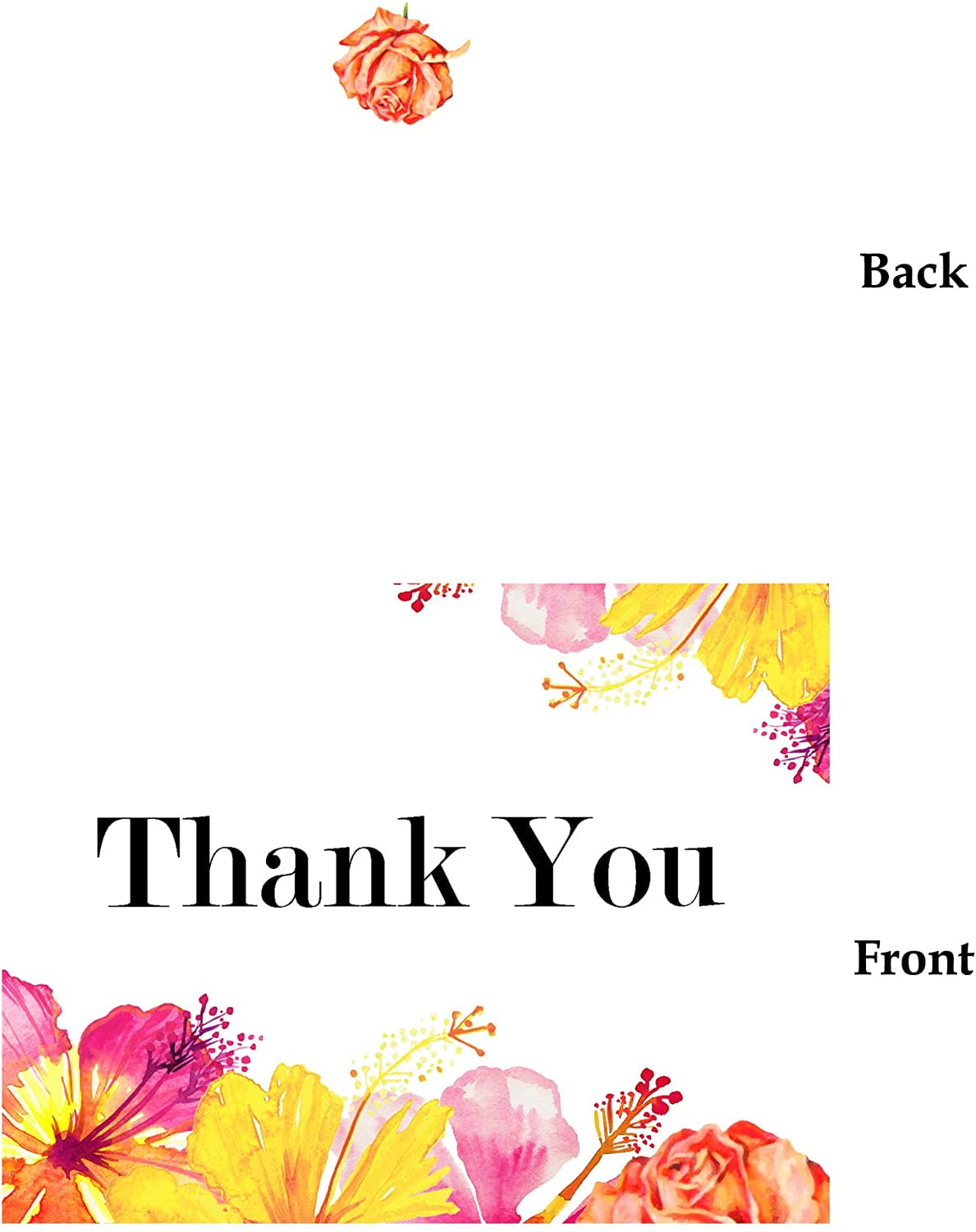 Darling Souvenir White Tropical Thank You Card Baby Shower Thank You Notes Folded Blank Greeting Card With White Envelopes - 100 Pcs