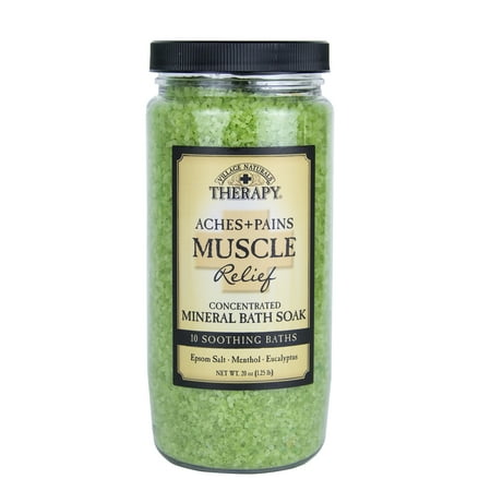- Village Naturals Therapy Aches & Pains Muscle Relief Mineral Bath Soak, Eucalyptus & Spearmint, 20 Oz