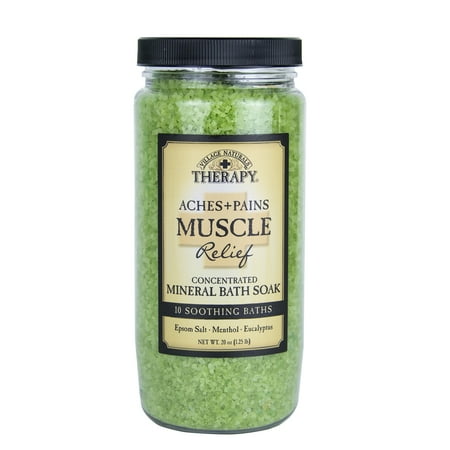 Village Naturals Therapy Aches & Pains Muscle Relief Mineral Bath Soak, Eucalyptus & Spearmint, 20