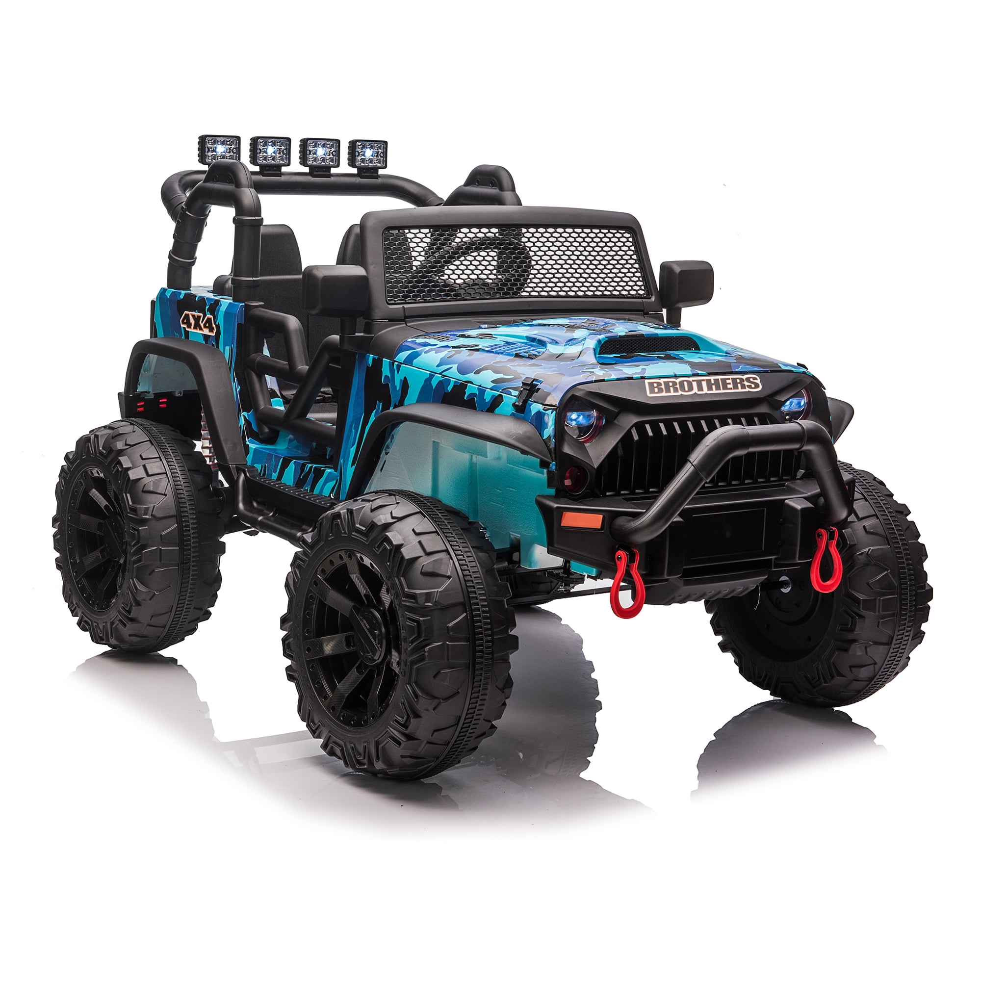CIPACHO Kids Ride On Truck, 24V Battery Powered Toy Car with Spring Suspension, Remote Control, Camouflage Blue
