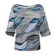 thumbnail image 3 of Gibobby Playera&nbsp;Moda Blusa holgada bohemia de verano para mujer, blusa de talla grande con hombros descubiertos y estampado Floral para mujer（Gris， XXXL), 3 of 5