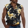 thumbnail image 5 of Button Down Tank Tops for Men Sleeveless Tropical Print Lapel Collared Shirt with Pockets Hawaiian Beach Outfits (XL, Black), 5 of 5