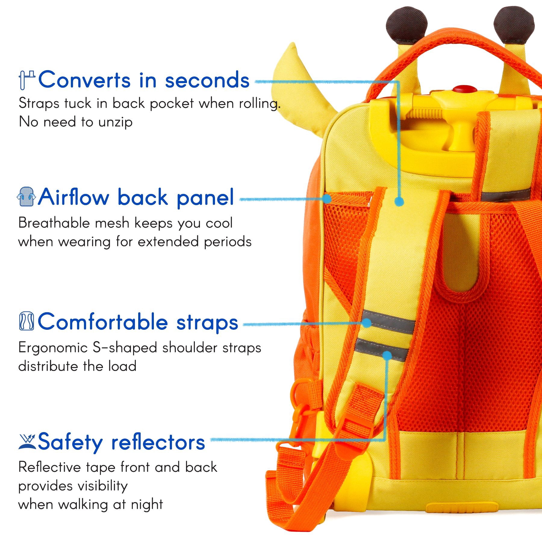 TWISE Twise Side-kick Rolling Backpack, Giraffe