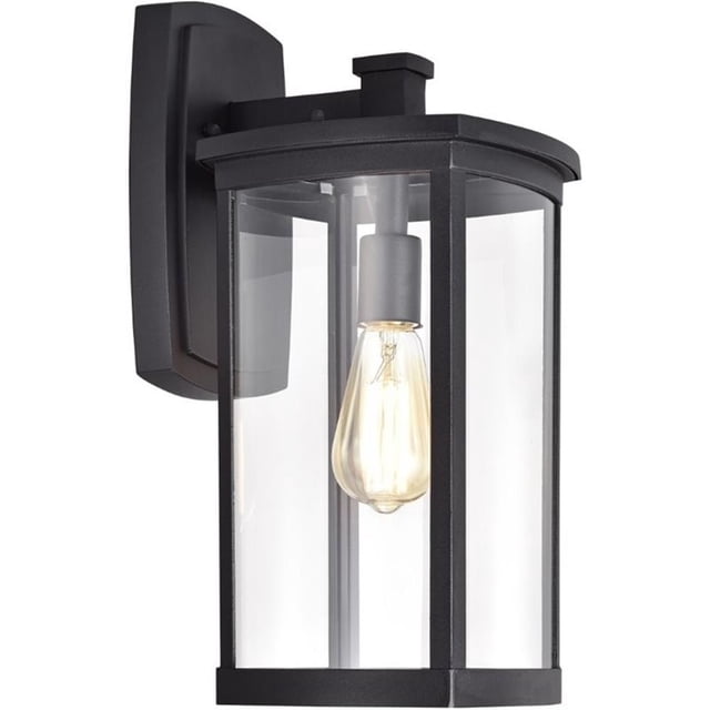 CHLOE Applique Murale d'Extérieur Noire Texturée à 1 Lumière de Style Transitionnel, Hauteur de 17 Pouces