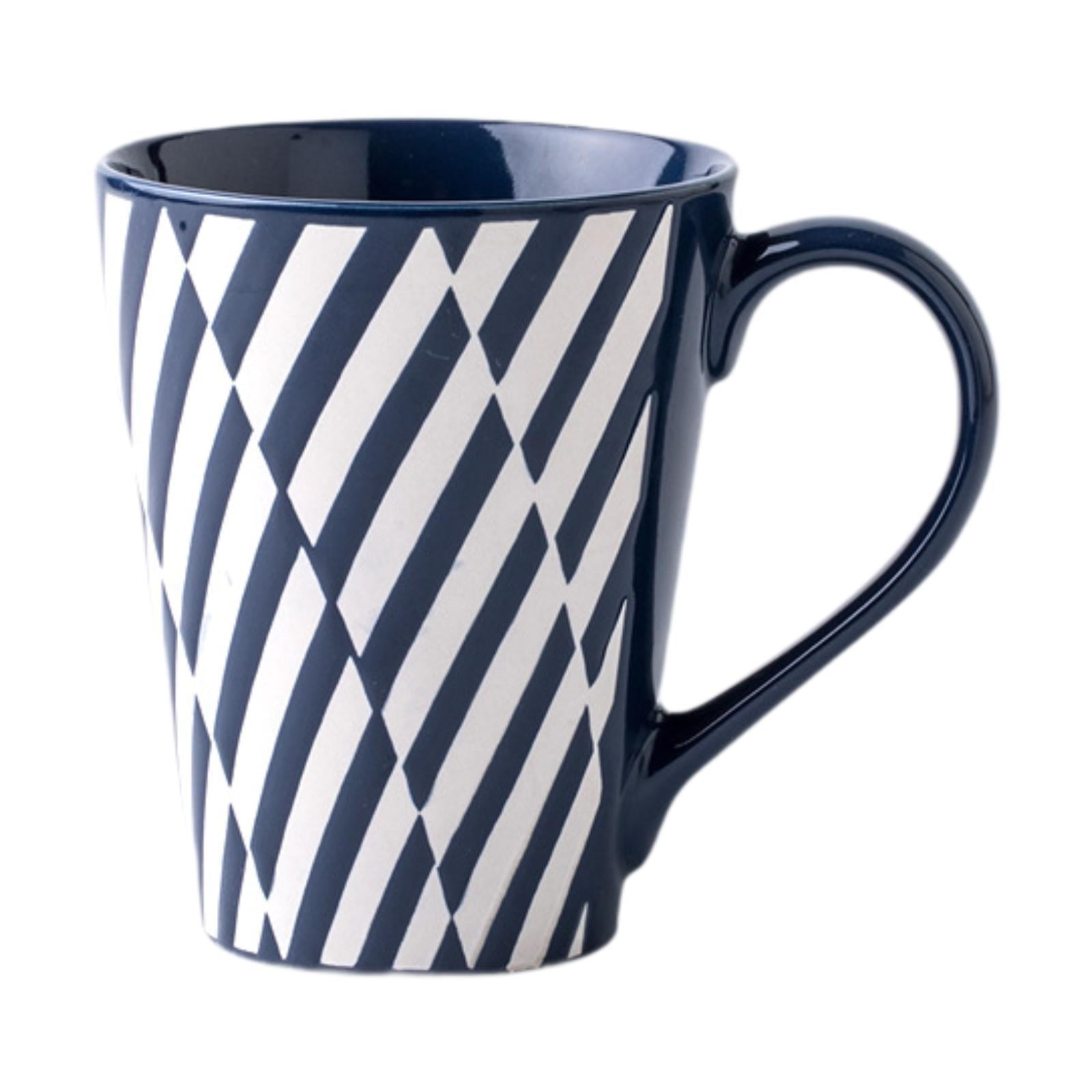 TISHITA Coffee Cup Hot Chocolate Mug, 450ml Embossed Espresso Mug Cappuccino Cup Porcelain Mug for Yogurt Milk Coffee Breakfast Water zebra crossing