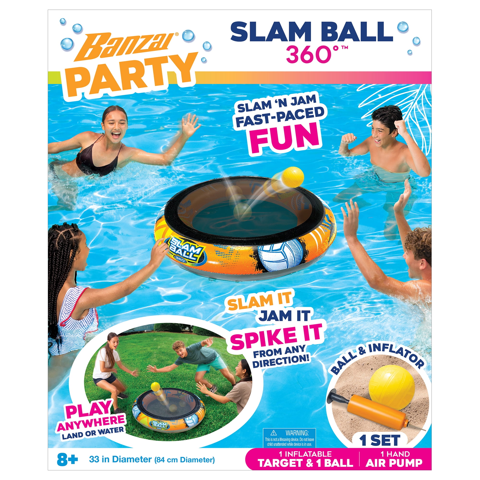 Banzai SLAM BALL 360 Inflatable High-Energy Pool or Lawn Game Ages 8+