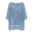 thumbnail image 6 of Krdevn T Shirt Quarter Plus Three Blouse Size Vintage Women V Neck Top Lace Ruffled Women's Blouse,Women's Tops, Tees & Blouses,Size:3XL, 6 of 8