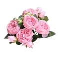 thumbnail image 1 of Ramo de flores, 5 cabezas, capullos de rosas artificiales, boda, plástico decorativo, tela de seda, flor falsa, rosa sidaley HA6434-03B, 1 of 6