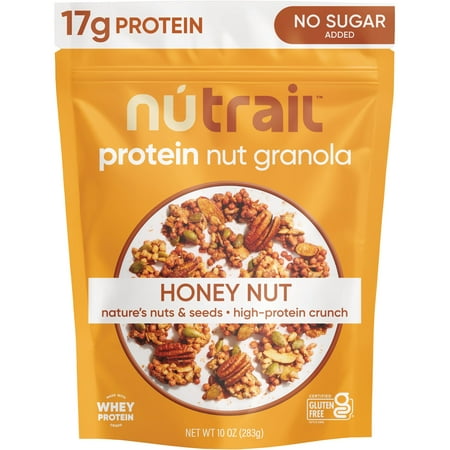NuTrail 17g Protein Nut Granola Cereal  Honey Nut  No Sugar Added  Keto  Low Carb  Gluten Free  Grain Free  Healthy Breakfast 10 oz. 1 Count