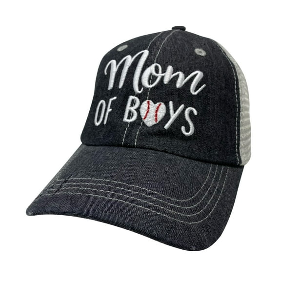 Cocomo Soul Embroidered Mom of Boys Baseball Love Baseball Mom Mesh Trucker Style Hat Cap Dark Grey…