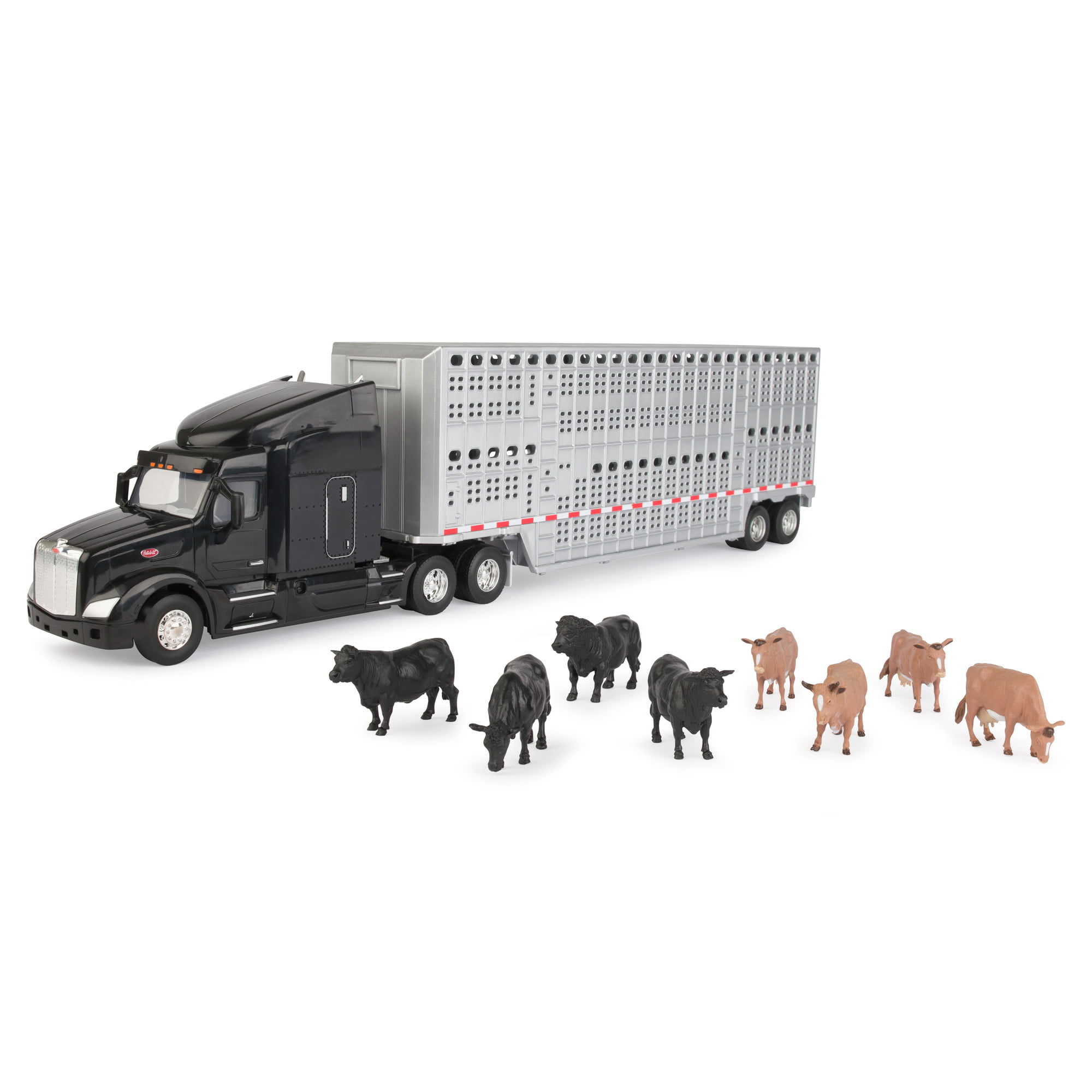 Tomy - Peterbilt 1:32 Scale 579 Semi with Livestock Trailer & Animals -  