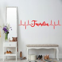 VWAQ Familia Heartbeat Line Family Decal Spanish Home Decor - 11"H X 50"W RED